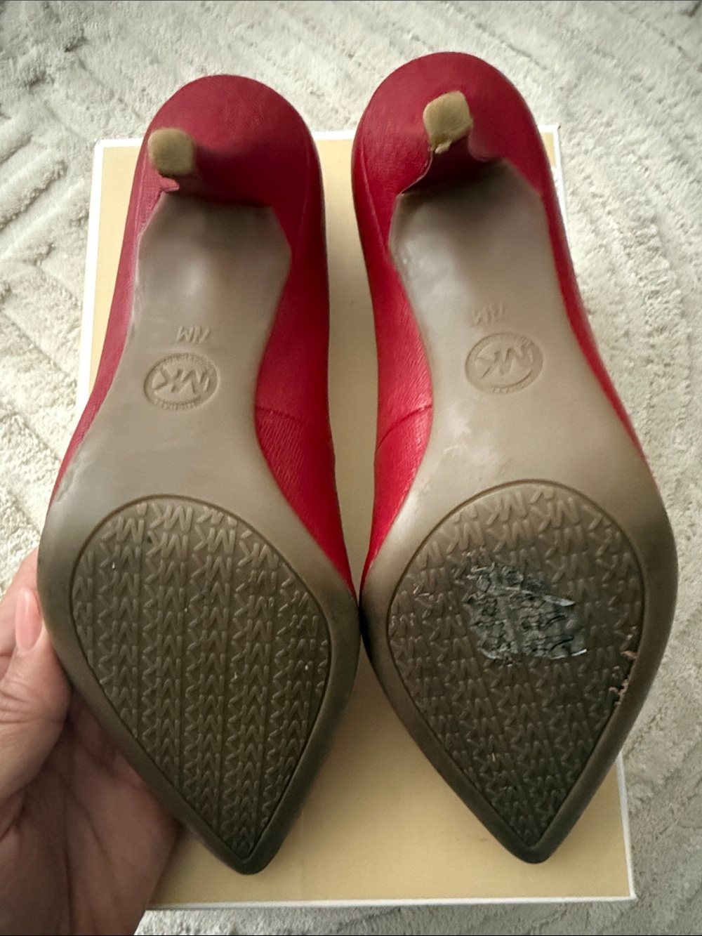 Michael Kors Red Pointed Leather Stiletto Pumps - Picture 7 of 8